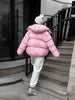Solid Hooded Padded Jacket Women's Warm Long Sleeve Oversized Jacket Autumn Winter Lady High Street Outerwear