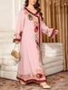 Plus Size Middle Eastern Gown Western V-Neck Printed Women's Dress for Commute Loose Vacation Style Long Sleeve Dress