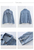 Vintage Women Jacket Autumn Winter Oversize Denim Jackets Washed Blue Jeans Coat Turn-down Collar Outwear Bomber Jacket