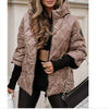 Autumn Winter Hooded Loose Long Sleeve Patchwork Cotton Jacket for Women