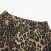 Vintage Leopard Print Denim Jean Women Y2K Casual High Waist Straight Pencil Long Pants Harajuku Streetwear Chic Female Trousers