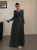 Plus-Size Solid-Color Knit Elegant A-Line Flowy Maxi Dress Women's Long Dress Casual & Commuter Style