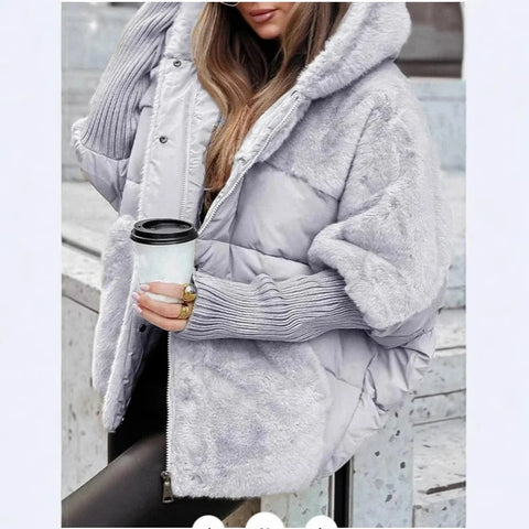 Women Parkas Thick Hooded Coats Zipper Button Spliced Parka Warm Casual Loose Solid Coat Cardigan Elegant Lady Winter