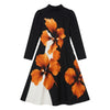 Women's Elegant Stand Collar A-Line Party Dress Vintage Floral Printed Midi Dresses For Evening Office Commute