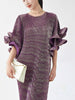 Elegant Pleated Long Dress For Women O-neck Flare Sleeves High Waist Solid Color Dresses Spring Clothing 2Z2387
