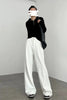Korean White Suit Pants Women Casual Loose High Waisted Wide Leg Pants Ladies Simple All-Match Office Straight Trousers