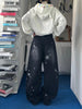 Women's Star Print Wide Leg Jeans Spring Autumn American Style Loose Baggy Tapered Trousers Casual Streetwear Denim Pants