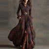 Autumn Elegant Lapel Button Long Dress Lady Casual Long Sleeve Pocket Party Dress Vintage Plaid Printed Draped Loose Shirt Dress