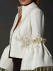 Women Pearl Tassel Jacket Elegant Stand Collar Pearl Fringed Decor Embroidery Flare Sleeve Coat Autumn Winter Outwear