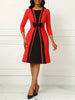 Elegant Square-Neck Bodycon Dress with Chic Patchwork & Bow - Durable, All-Season Wear for the Modern Woman