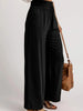 Plus Size Women Casual Wide Legs Pants Elegant Office Lady Loose Solid High Waist Trousers