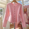 Korean Pink Temperament Knit Cardigan Sweater Women Autumn Winter Casual High-Quality Knitting Sweater Jacket Femme