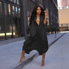 Women Plus Size Jumpsuit Business Casual Black Shirt Collar 3/4 Sleeve Pocket Harem Pants Rompers Single Breasted Loose Outfits