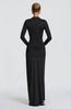 Hollow Out Long Sleeve Sexy Maxi Dress Women Gown Elegant O Neck Draped Ruched Bodycon Club Party Long Dress