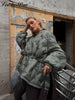 Winter Solid Women Thicken Coat Casual Long Sleeve Hooded Zippers Pleated Female Outwear Elegant Lady Oversize Jacket