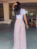 Colorful Striped Wide Leg Trousers Women Bohemian High Waist Multi-color Panelled Slim Straight Pants Lady Beachwear