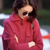 100% pure cashmere cardigan in autumn and winter women's Polo collar cashmere rose red coat knitted hooded sweater