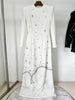 High Street Designer Vestido Women's Long Sleeve Crystal Diamonds Beaded Long Maxi Dress