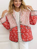 Chic Printed Color Spliced Short Coats Women's Casual Single Breasted Cotton Pocket Coat Autumn Winter Lady Daily Outwears