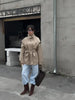 Lace Up Stand Collar Trench Coat Women Chic Lapel Single Breasted Waist Cinching Lady Autumn Commute Street Coats