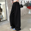 Autumn Women Hip Hop Style Baggy High Waisted Long Pants Lady Versatile Streetwear Solid Color Drawstring Wide Leg Trousers