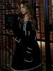 Ruffled Knit Dress Women Autumn Ribbed Contrast Long Sleeve High Waist Lapel Gown Dress Knitwear Ladies Maxi Dress
