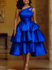 Women Elegant Shiny One Shoulder Ruffle Layered Christmas Party Dresses Date Out Birthday Wedding Guest Event Occasion Gowns