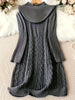 Women's Autumn and Winter Casual Solid Color Long-Sleeved Loose Pullover Knitted Hooded Large Size Sweater Dress