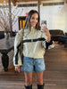 Women Color Block Jacket Casual Half Zip Collar Navy Striped Oversize Long Sleeve Sport Jackets Autumn Chic Street Wear