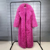 Colorful Women's Furry Coat Rose Pink Faux Fur Coat Suit Collar Autumn Winter Thick Cardigan Long Overcoat Chic 2DB5859