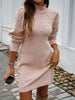 Autumn Women Sweater Dresses Pearls Round Neck Long Sleeve Hip Wrap Dress Winter Elegant Ladies Casual Solid Slim Fit Dress