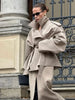 Women V-neck Lapel Belt Trench Coat Lace Up Full Sleeve Button Short Thin Windbreak Lady Daily Street Outerwear