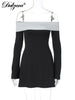 Off Shoulder Long Sleeves Slim Mini Dress Women's Sexy Elegant Outfit Prom Birthday Party Clubwear Spring Dress
