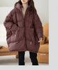 Lagabogy Winter Women White Duck Down Jacket Casual Loose Over Size Warm Parka Female Drawstring Hooded Puffer Coat