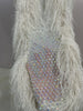 Women Sexy Sparkly Diamonds Tassel Mesh Transparent Long Dress Evening Prom Celebrate Birthday Party Dress Photoshoot Stage Wear