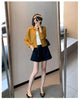 Style High‑Quality Women Pleated Blazer, Lapel Single Button Short Long‑Sleeve Coat, Casual Elegant Outerwear