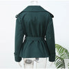 Solid Lace Up Short Windbreaker Women Elegant Full Sleeve Button Loose Chic Trench Coat Office Lady Daily Commute Outwear
