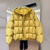 Women Parkas Knitted Hooded Puff Cotton-padded Jacket Fake Two Pieces Loose Warm Thicke Cotton Coat Female Outerwear Overcoat