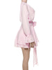 Sweet Style 3D Flower Decoration Dress Women Y2K Flare Sleeve Ruched Ribbon Vacation Elegant Mini Bodycon