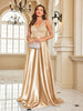 Elegant Sequins Evening Dress For Women Deep V-neck Satin Prom Party Green Dress Floor Length Blue Formal Gowns