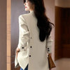 Spring Autumn Women Split Fork Blazer Coat Advanced Ladies Solid Color Tops Overcoat Female Long Sleeves Suit Jacket