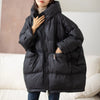 Lagabogy Winter Women White Duck Down Jacket Casual Loose Over Size Warm Parka Female Drawstring Hooded Puffer Coat
