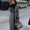 Autumn and Winter Temperament Commuter Suit Collar Double-Breasted Long Woolen Coat Trench Coat for Women