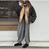 Women Faux Fur Collar Puffer Jacket Lapel Oversized Long Sleeve Warm Loose Thick Coat Female Winter Casual Jackets