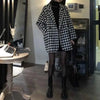 Houndstooth Faux Wool Jacket Women Korean Loose Elegant Double Breasted Suit Overcoat Winter Thick Warm Blend Outerwear