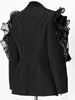 Women Black Ruffles Shaped Elegant Slim Blazer Lapel Long Sleeve Jacket Tide Spring Autumn 7AB8042