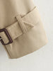 Autumn Women Solid Cropped Trench Coat Vintage Double Breasted Long Sleeve Short Jacket Lapel Collar Windbreaker