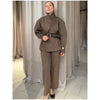 Lady Black Pinstripe Two Piece Suit Belted Wrap Long Sleeves Blazer Wide Leg Pants Sets Autumn Chic Formal Business Set