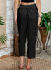 Women's Pants Elastic Waist Solid Color Lace Spliced Drawstring Pocket Simple Basic Casual 9-point Pants