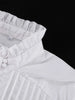 Elegant White Cotton Women's Dress Casual Ruffled Collar Long Sleeve Single Breasted Dresses Lace-Up Mini Dresses